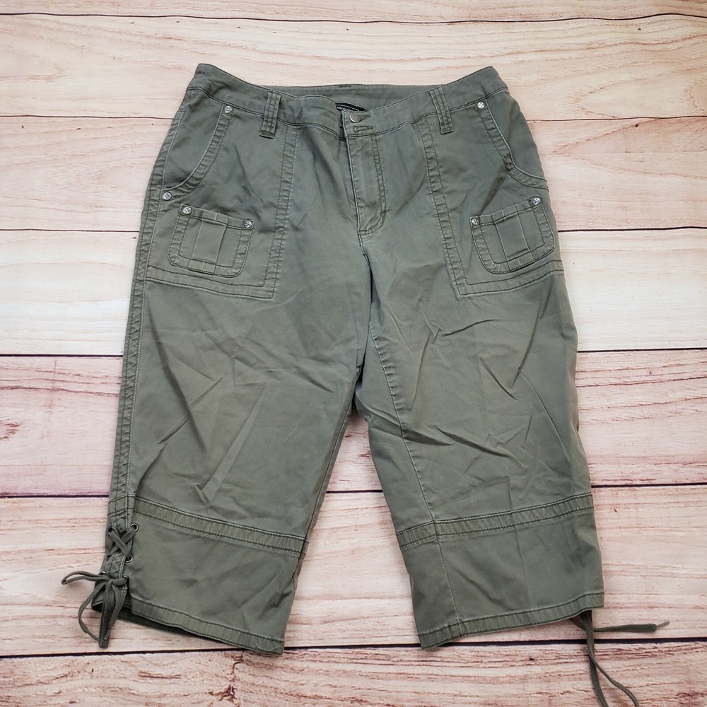 VeneziaPants Womens 14 Green Capri Casual Mid Cropped Ladies Y2K 00s 33x16 - Picture 1 of 8